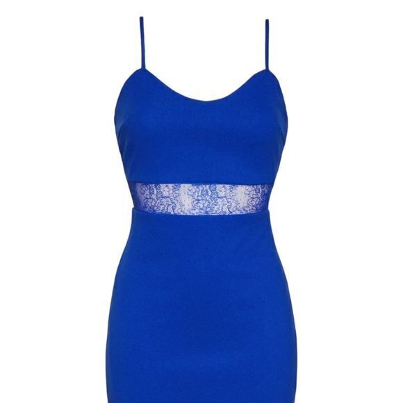 NEW Lulus Limo Ride Lace Inset Cocktail‎ Dress Blue - Picture 5 of 5